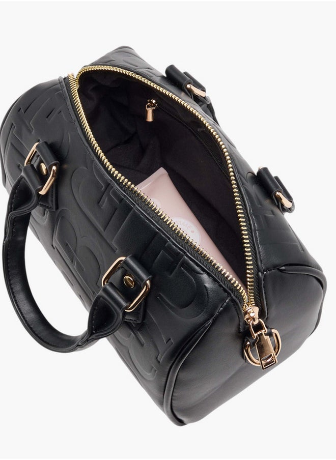 Women's Monogram Print Duffel Bag with Double Handles and Zip Closure