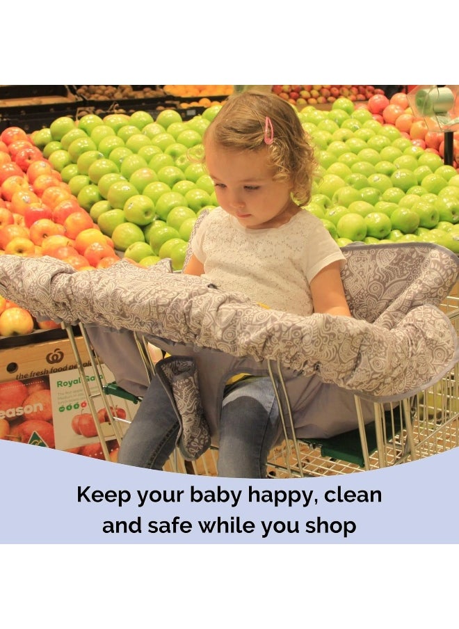 Shopping Cart Cover for Baby or Toddler | 2-in-1 High Chair Cover | Compact Universal Fit | Unisex for Boy or Girl | Includes Carry Bag | Machine Washable | Fits Restaurant Highchair | Sweet Dreams