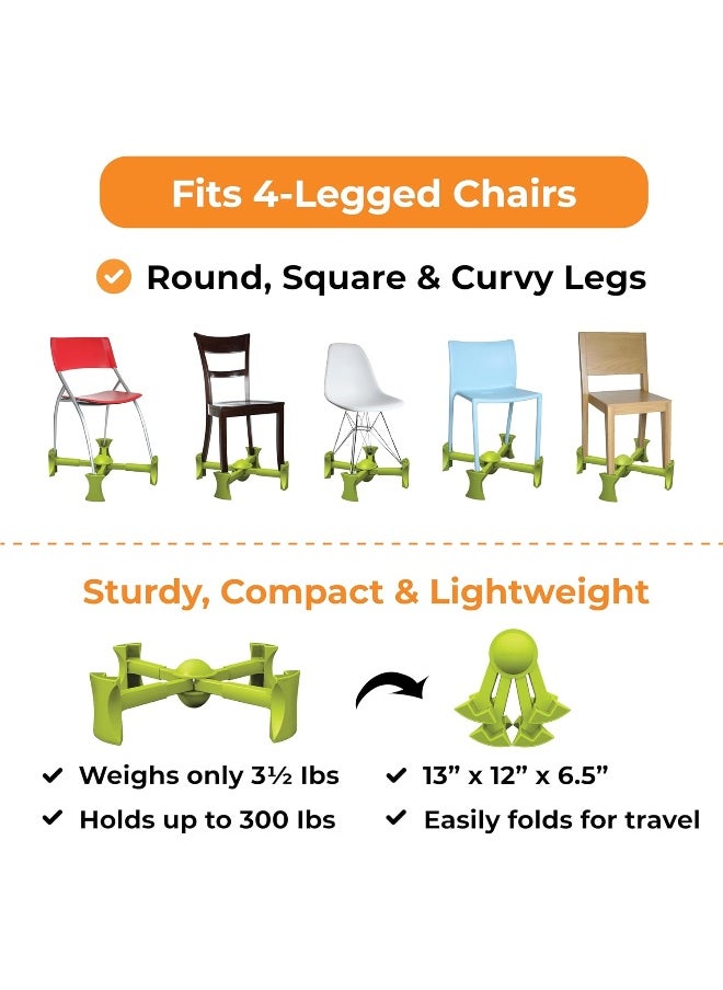 KABOOST Booster Seat for Dining Table, Green - Goes Under The Chair - Portable Chair Booster for Toddlers and Grown Ups
