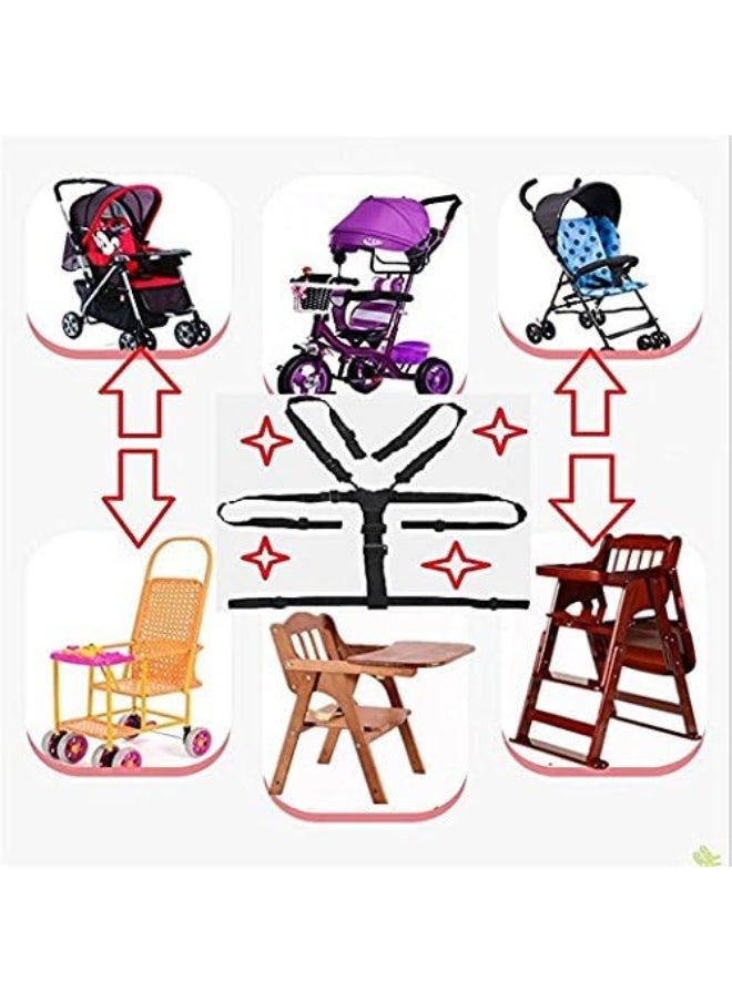 Twoworld High Chair Straps, 5 Point Harness, Harness for High Chair, High Chair Harness, Universal Baby Safe Belt Holder replacement for Stroller Wooden High Chair Pram Buggy Children Kid Pushchair