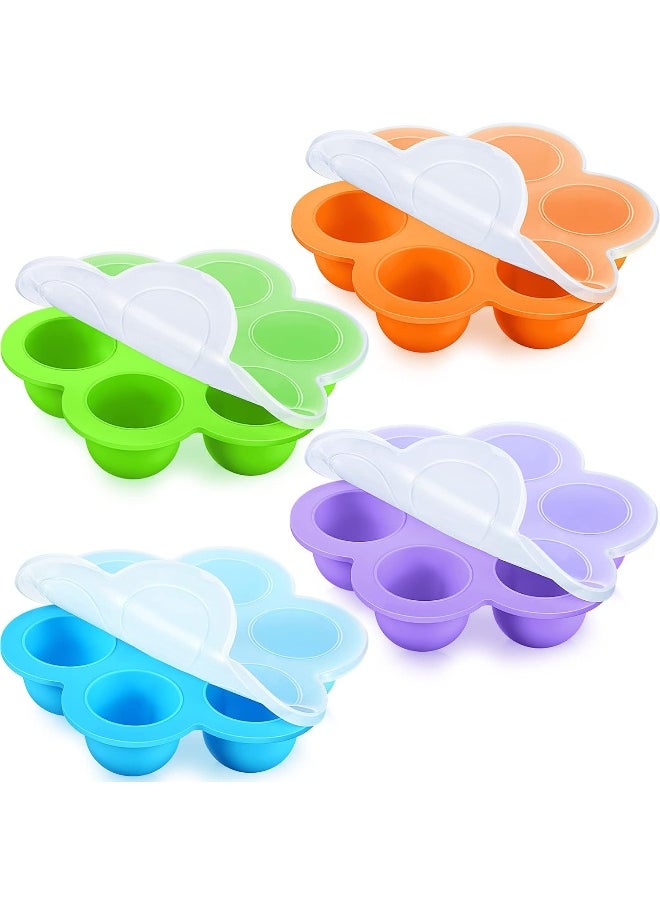 4 Pack Baby Food Freezer Tray Homemade Silicone Baby Food Storage with Clip on Lid Stackable Reusable Silicone Baby Food Freezer Storage Tray for Food Vegetable Fruit Purees and Breast Milk