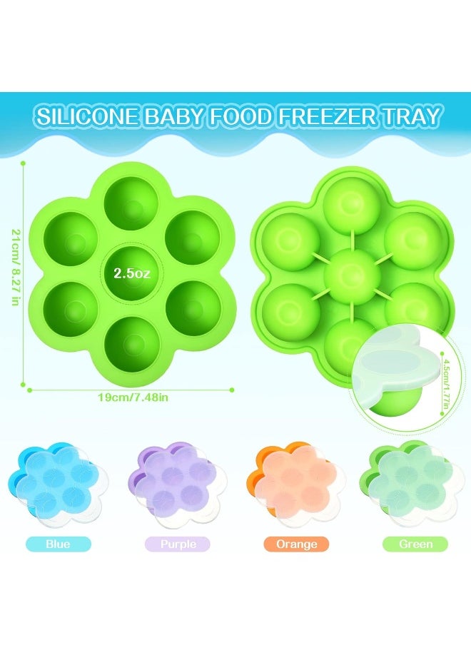 4 Pack Baby Food Freezer Tray Homemade Silicone Baby Food Storage with Clip on Lid Stackable Reusable Silicone Baby Food Freezer Storage Tray for Food Vegetable Fruit Purees and Breast Milk