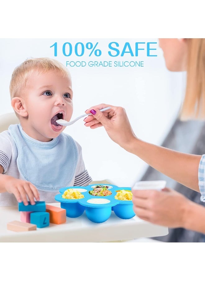 4 Pack Baby Food Freezer Tray Homemade Silicone Baby Food Storage with Clip on Lid Stackable Reusable Silicone Baby Food Freezer Storage Tray for Food Vegetable Fruit Purees and Breast Milk