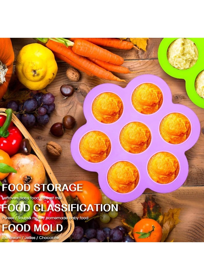 4 Pack Baby Food Freezer Tray Homemade Silicone Baby Food Storage with Clip on Lid Stackable Reusable Silicone Baby Food Freezer Storage Tray for Food Vegetable Fruit Purees and Breast Milk