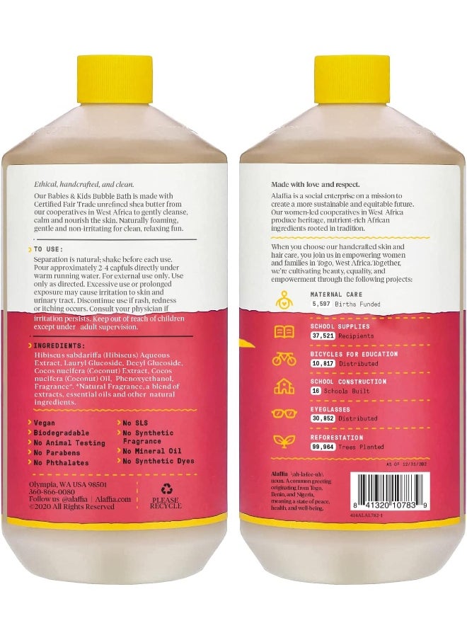 Alaffia Babies and Kids Bubble Bath, Gentle Baby Essentials for Delicate Skin, Cleansing & Calming Bubbles, Plant Based Formula, Vegan, Coconut Strawberry (2 Pack - 32 Fl Oz Ea)
