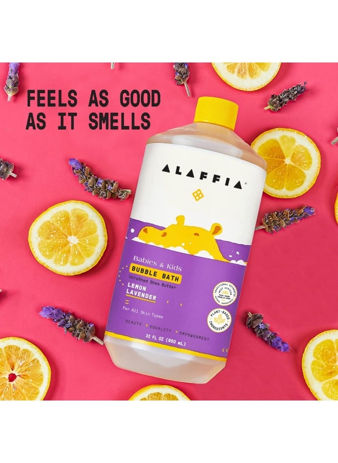 Alaffia Babies and Kids Bubble Bath, Gentle Baby Essentials for Delicate Skin, Cleansing & Calming Bubbles, Plant Based Formula, Vegan, Lemon Lavender (2 Pack - 32 Fl Oz Ea)