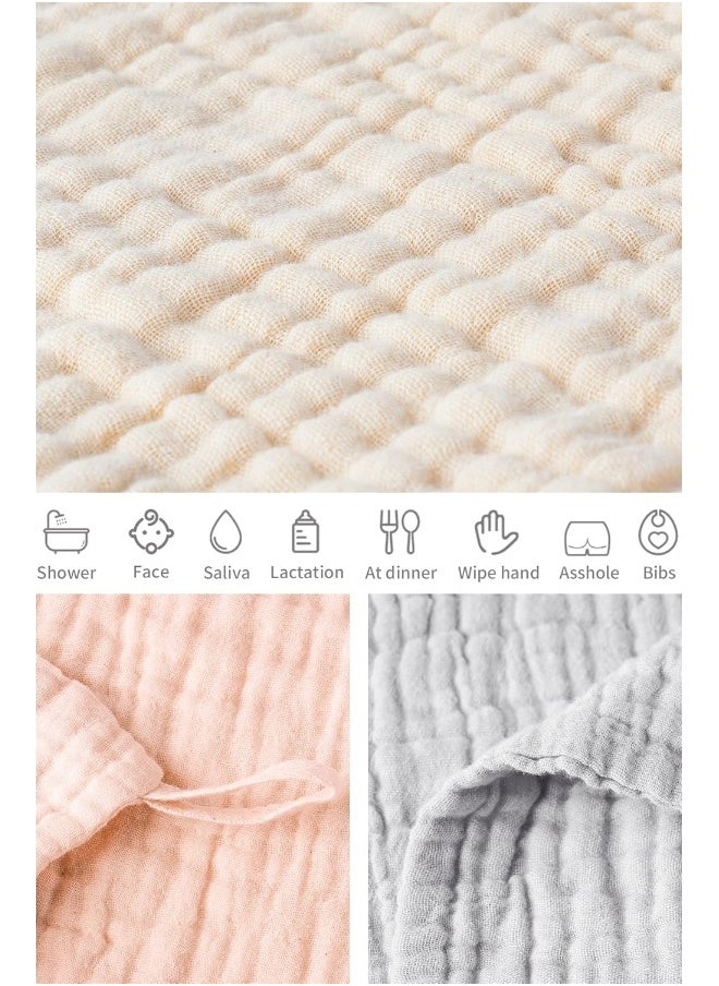 Konssy 6 Pack Baby Muslin Washcloths for Unisex 100% Cotton Wash Cloth Set for Baby Face Body Comfy and Soft for Newborn Infants Kids Girls and Boys