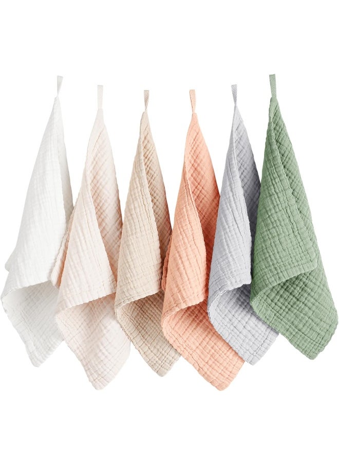 Konssy 6 Pack Baby Muslin Washcloths for Unisex 100% Cotton Wash Cloth Set for Baby Face Body Comfy and Soft for Newborn Infants Kids Girls and Boys