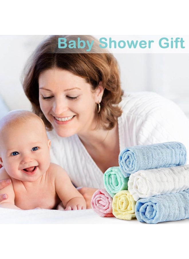 Chumia 30 Pcs Baby Muslin Washcloths Natural Muslin Cotton Baby Wipes Soft Newborn Baby Face Towel Absorbent Muslin Washcloth for Baby Face Bath Shower, 12 x 12 Inches