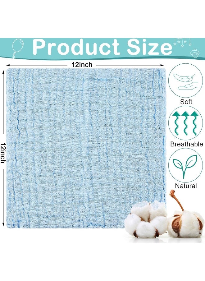 Chumia 30 Pcs Baby Muslin Washcloths Natural Muslin Cotton Baby Wipes Soft Newborn Baby Face Towel Absorbent Muslin Washcloth for Baby Face Bath Shower, 12 x 12 Inches