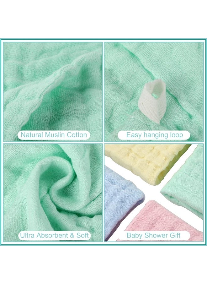 Chumia 30 Pcs Baby Muslin Washcloths Natural Muslin Cotton Baby Wipes Soft Newborn Baby Face Towel Absorbent Muslin Washcloth for Baby Face Bath Shower, 12 x 12 Inches