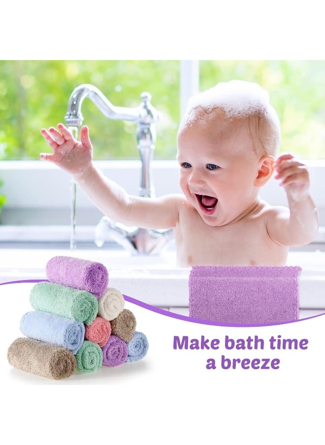 Chumia 36 Pack Baby Washcloths 10 x 10 Inches Baby Face Skin Wash Cloths Towels Set Microfiber Coral Fleece Absorbent and Soft for Newborns, Infants and Toddlers, Multicolored