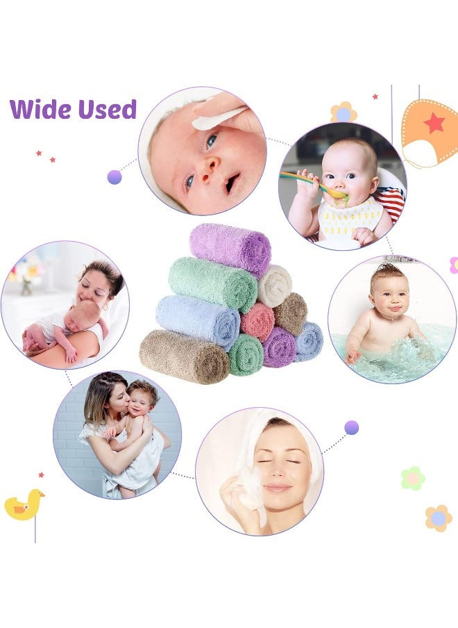Chumia 36 Pack Baby Washcloths 10 x 10 Inches Baby Face Skin Wash Cloths Towels Set Microfiber Coral Fleece Absorbent and Soft for Newborns, Infants and Toddlers, Multicolored