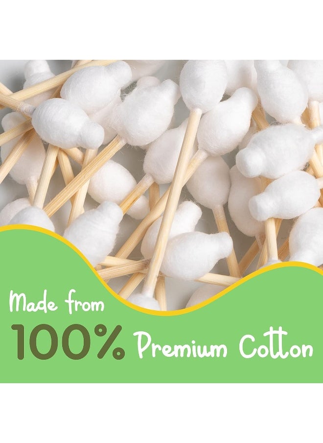 Baby Cotton Swabs 220 Count | 100% Biodegradable Baby Safety Swabs | Made from Organic Bamboo & Cotton