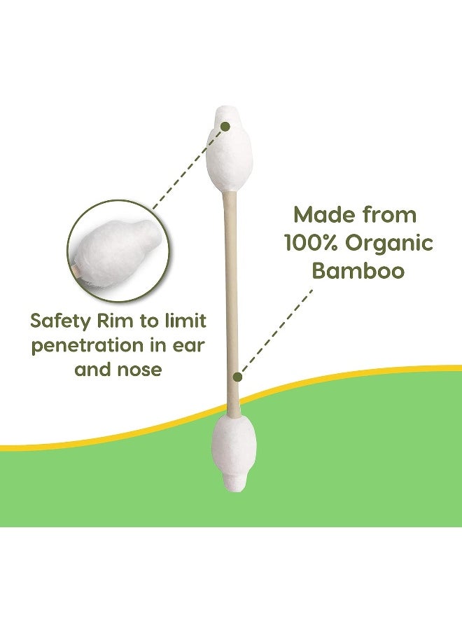 Baby Cotton Swabs 220 Count | 100% Biodegradable Baby Safety Swabs | Made from Organic Bamboo & Cotton