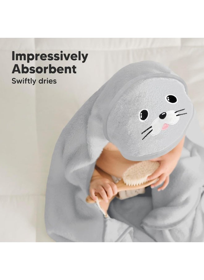 KeaBabies Baby Hooded Towel - Viscose Derived from Bamboo Baby Towel, Toddler Bath Towel, Infant Towels, Large Hooded Towel, Organic Baby Towels with Hood for Girls, Babies, Newborn Boys (Seal)