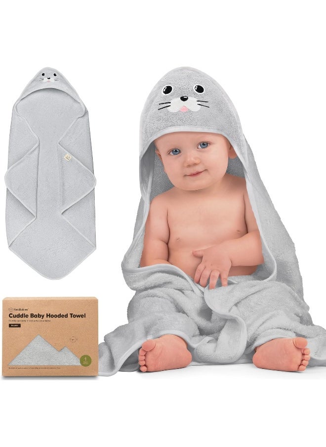 KeaBabies Baby Hooded Towel - Viscose Derived from Bamboo Baby Towel, Toddler Bath Towel, Infant Towels, Large Hooded Towel, Organic Baby Towels with Hood for Girls, Babies, Newborn Boys (Seal)