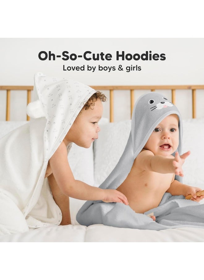 KeaBabies Baby Hooded Towel - Viscose Derived from Bamboo Baby Towel, Toddler Bath Towel, Infant Towels, Large Hooded Towel, Organic Baby Towels with Hood for Girls, Babies, Newborn Boys (Seal)