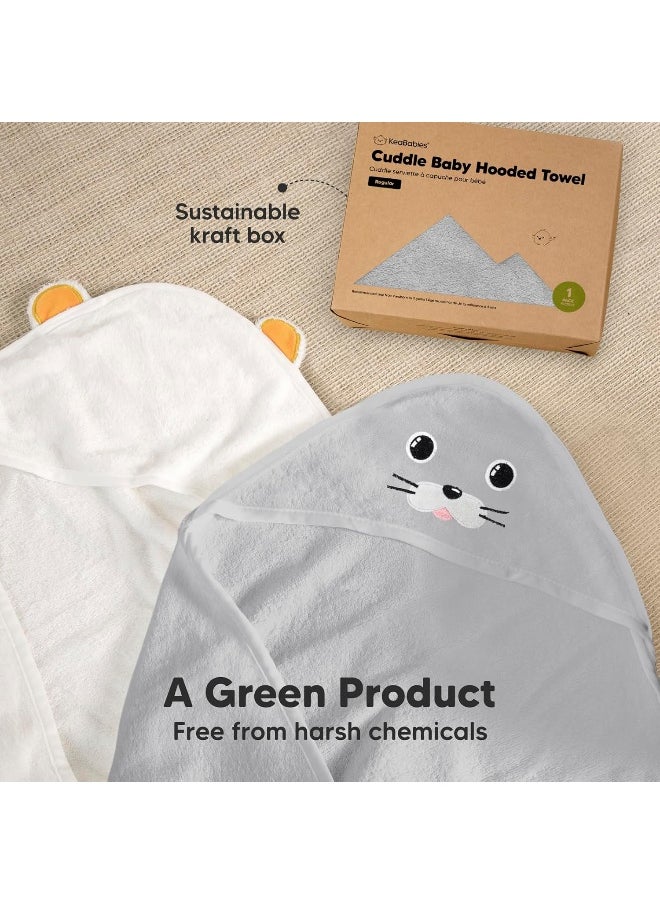 KeaBabies Baby Hooded Towel - Viscose Derived from Bamboo Baby Towel, Toddler Bath Towel, Infant Towels, Large Hooded Towel, Organic Baby Towels with Hood for Girls, Babies, Newborn Boys (Seal)