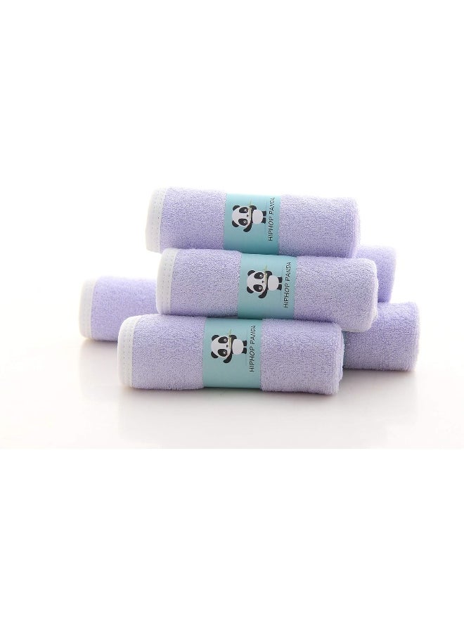 HIPHOP PANDA Baby Washcloths, Rayon Made from Bamboo - 2 Layer Ultra Soft Absorbent Newborn Bath Face Towel - Reusable Baby Wipes for Delicate Skin - Purple, 6 Pack