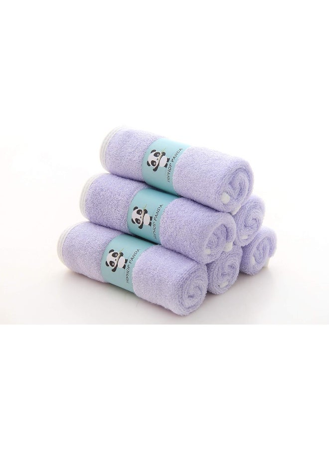 HIPHOP PANDA Baby Washcloths, Rayon Made from Bamboo - 2 Layer Ultra Soft Absorbent Newborn Bath Face Towel - Reusable Baby Wipes for Delicate Skin - Purple, 6 Pack