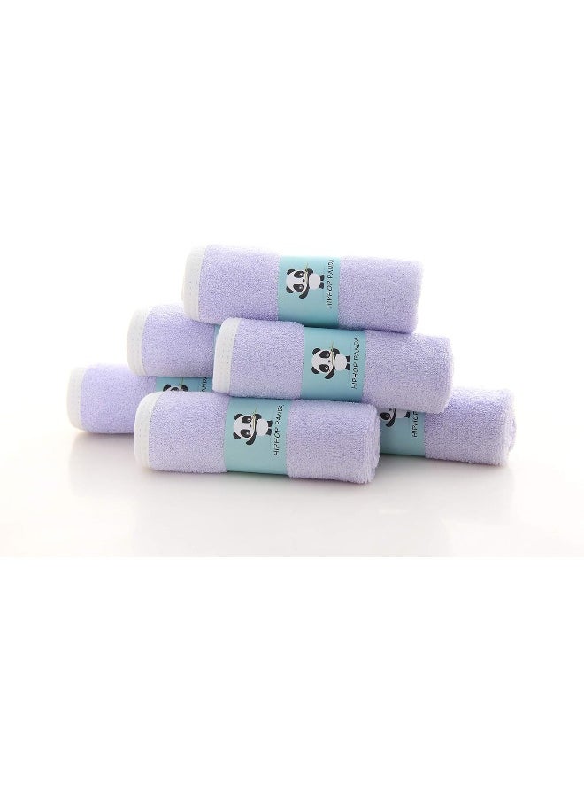HIPHOP PANDA Baby Washcloths, Rayon Made from Bamboo - 2 Layer Ultra Soft Absorbent Newborn Bath Face Towel - Reusable Baby Wipes for Delicate Skin - Purple, 6 Pack
