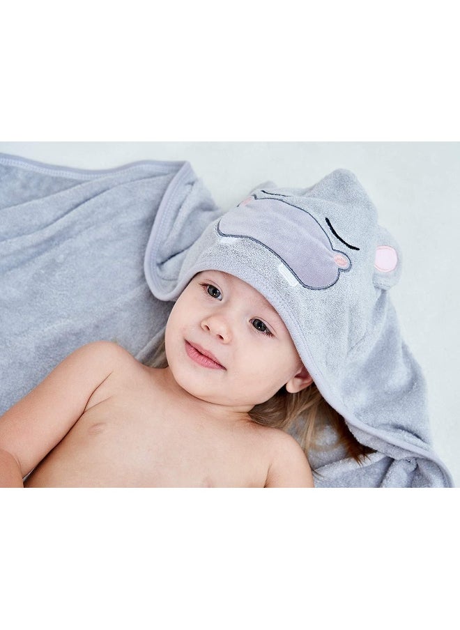 HIPHOP PANDA Bamboo Hooded Baby Towel - Softest Hippo Ears, Ultra Absorbent & Hypoallergenic