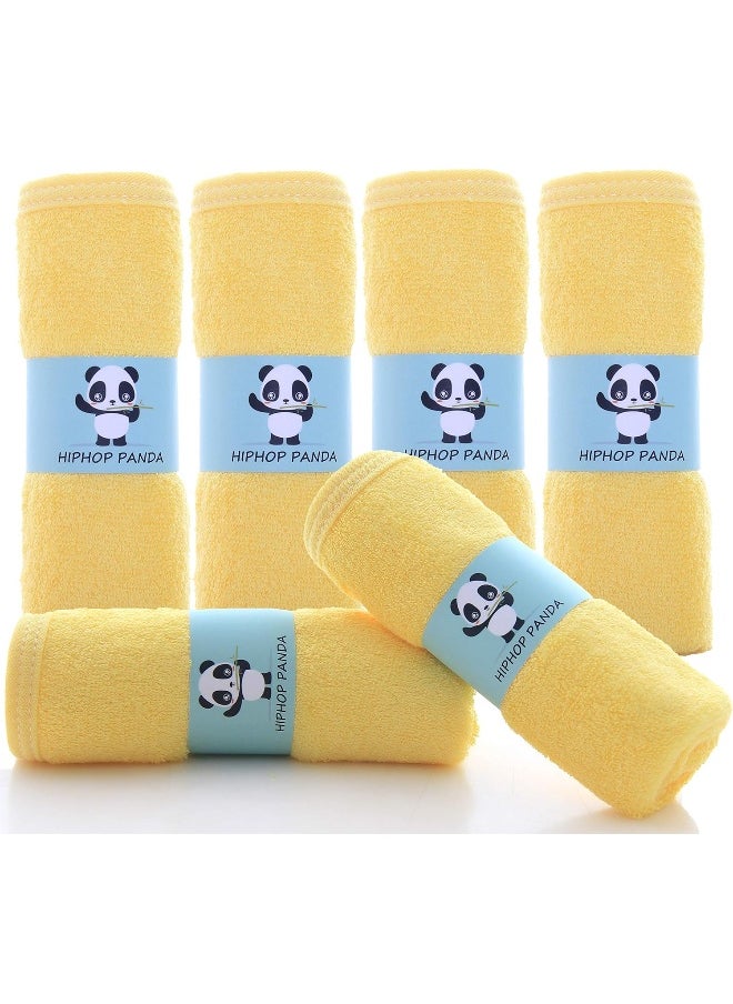HIPHOP PANDA Baby Washcloths, Rayon Made from Bamboo - 2 Layer Ultra Soft Absorbent Newborn Bath Face Towel - Reusable Baby Wipes for Delicate Skin - Yellow, 6 Pack