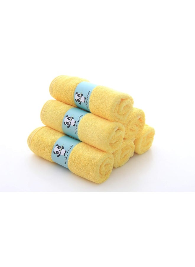 HIPHOP PANDA Baby Washcloths, Rayon Made from Bamboo - 2 Layer Ultra Soft Absorbent Newborn Bath Face Towel - Reusable Baby Wipes for Delicate Skin - Yellow, 6 Pack