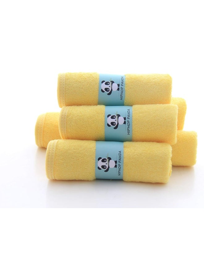HIPHOP PANDA Baby Washcloths, Rayon Made from Bamboo - 2 Layer Ultra Soft Absorbent Newborn Bath Face Towel - Reusable Baby Wipes for Delicate Skin - Yellow, 6 Pack
