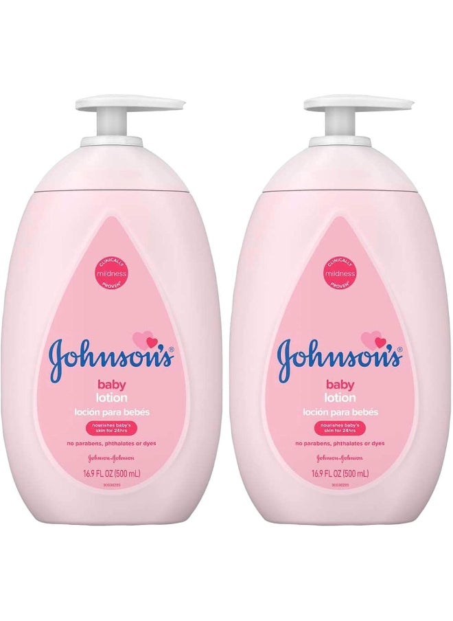Johnson's Baby Lotion 16.9 Ounce Pump (500ml) (2 Pack)
