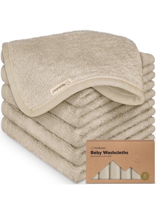 6-Pack Organic Baby Washcloths - Soft Viscose Derived From Bamboo, Wash Cloths for Newborn, Kids, Bath Towels, Face Towel for Washing