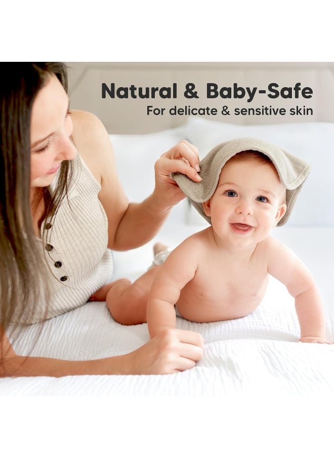 6-Pack Organic Baby Washcloths - Soft Viscose Derived From Bamboo, Wash Cloths for Newborn, Kids, Bath Towels, Face Towel for Washing