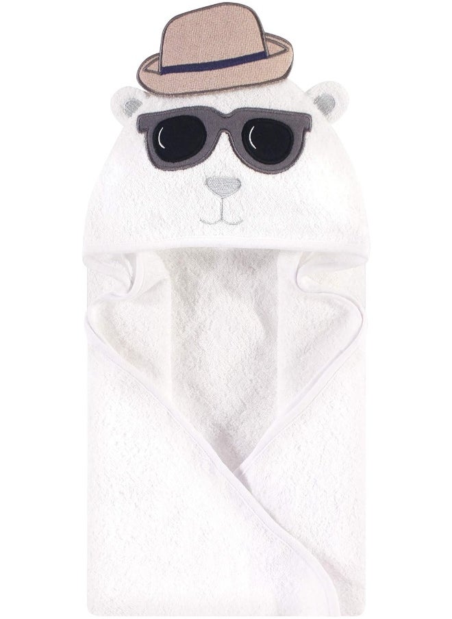Hudson Baby Unisex Baby Cotton Animal Face Hooded Towel, Handsome Bear, One Size