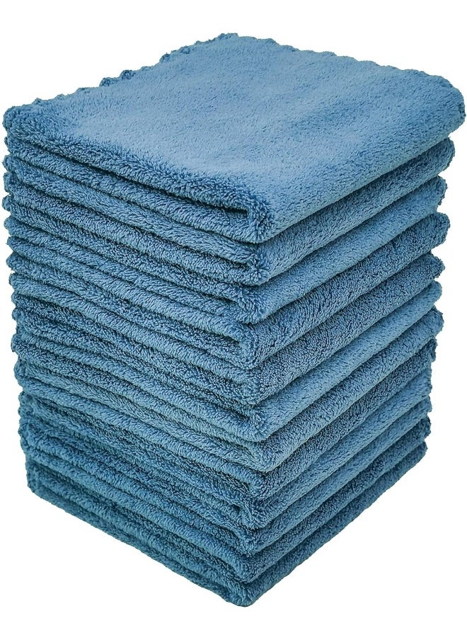 Kyapoo Baby Washcloths 12 Pack 12x12 Inches Microfiber Coral Fleece Extra Absorbent and Soft for Newborns, Infants and Toddlers-Navy Blue