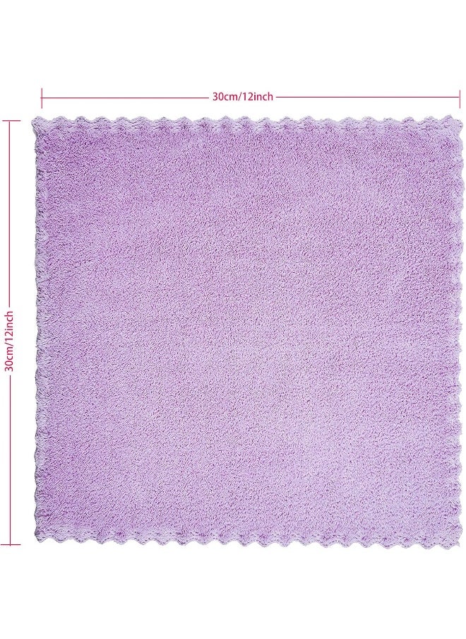 Kyapoo Baby Washcloths 12 Pack 12x12 Inches Microfiber Coral Fleece Extra Absorbent and Soft for Newborns, Infants and Toddlers-Purple