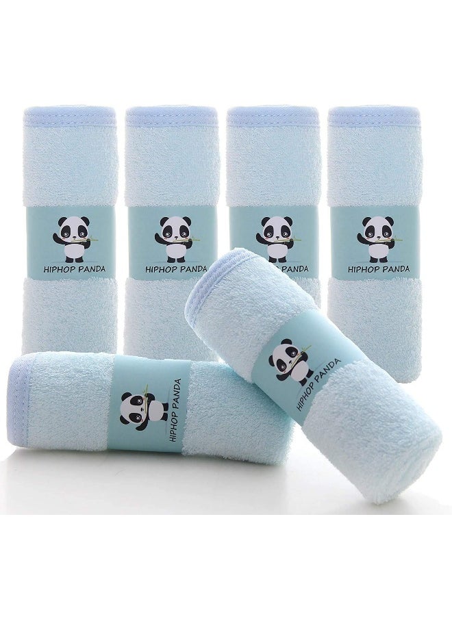 HIPHOP PANDA Baby Washcloths, Rayon Made from Bamboo - 2 Layer Ultra Soft Absorbent Newborn Bath Face Towel - Reusable Baby Wipes for Delicate Skin - Blue, 30 Pack