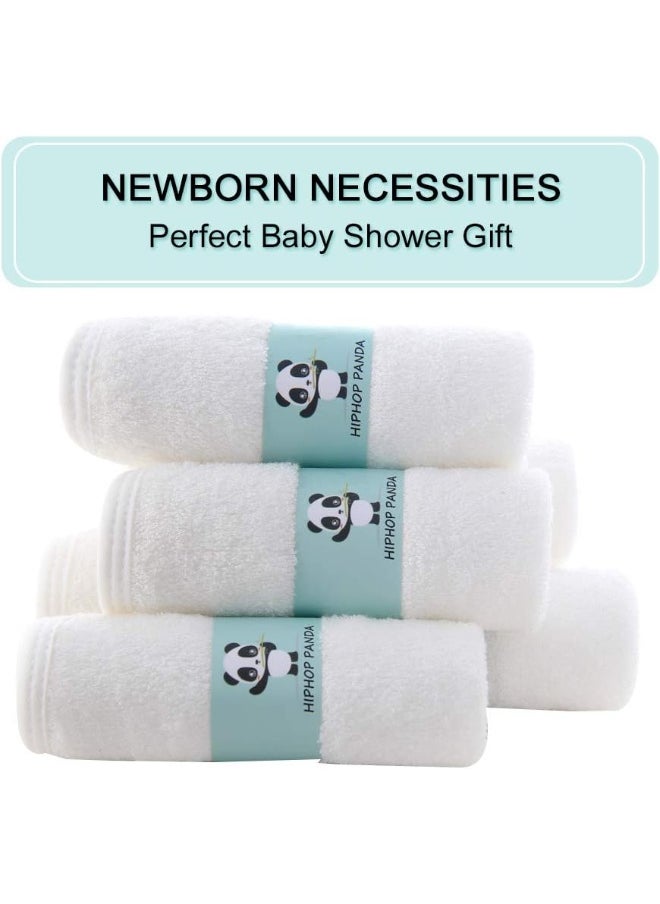 HIPHOP PANDA Baby Washcloths, Rayon Made from Bamboo - 2 Layer Ultra Soft Absorbent Newborn Bath Face Towel - Reusable Baby Wipes for Delicate Skin - White, 30 Pack