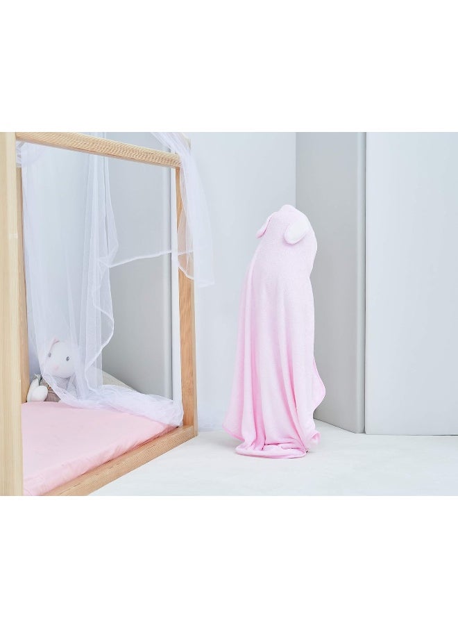 HIPHOP PANDA Hooded Towel - Rayon Made from Bamboo, Bath Towel with Bear Ears for Newborn, Baby, Toddler, Infant - Absorbent Large Baby Towel - Pink Rabbit, 37.5 x 37.5 Inch