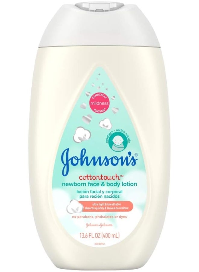 Johnsons Baby Cotton Touch Lotion Face & Body 13.6 Ounce (400ml) (3 Pack)