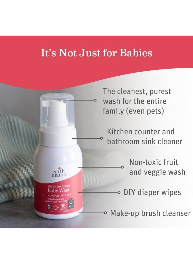 Earth Mama Simply Non-Scents Baby Wash Gentle Castile Soap for Sensitive Skin, 34-Fluid Ounce