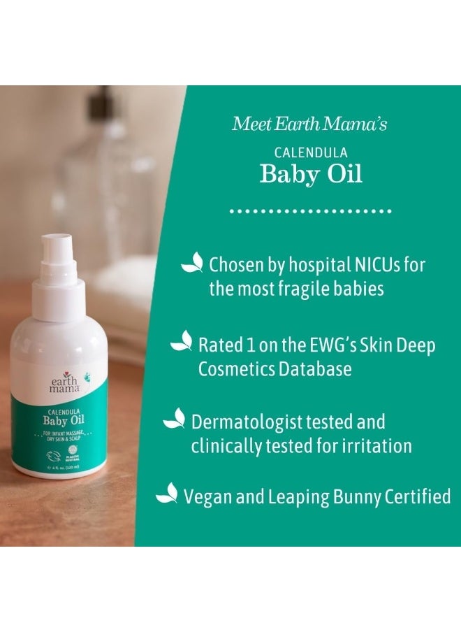 Earth Mama Calendula Baby Oil for Infant Massage 4-Fluid Ounce