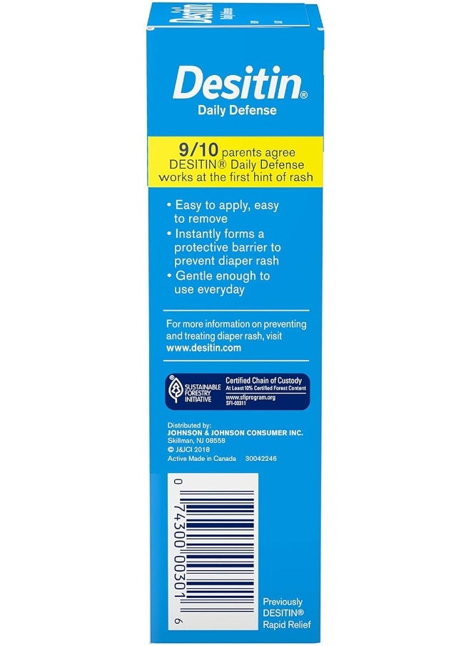 Desitin Daily Defense Baby Diaper Rash Cream with Zinc Oxide to Treat, Relieve & Prevent diaper rash, Hypoallergenic, Dye-, Phthalate- & Paraben-Free, 4 oz
