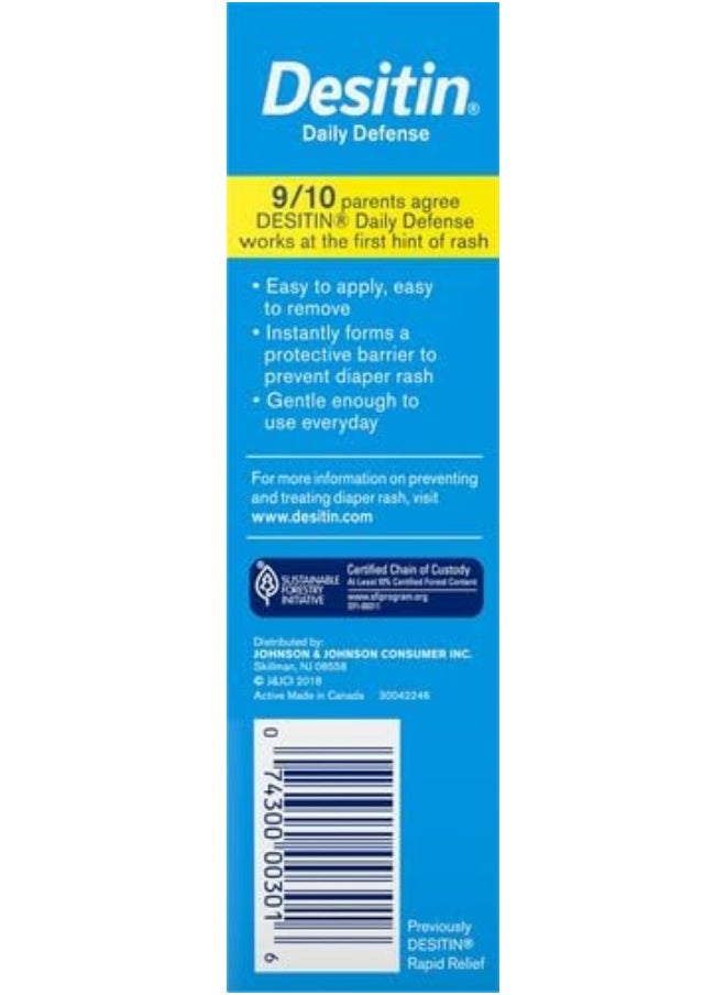 Desitin Daily Defense Baby Diaper Rash Cream with Zinc Oxide to Treat, Relieve & Prevent diaper rash, Hypoallergenic, Dye-, Phthalate- & Paraben-Free, 4 oz