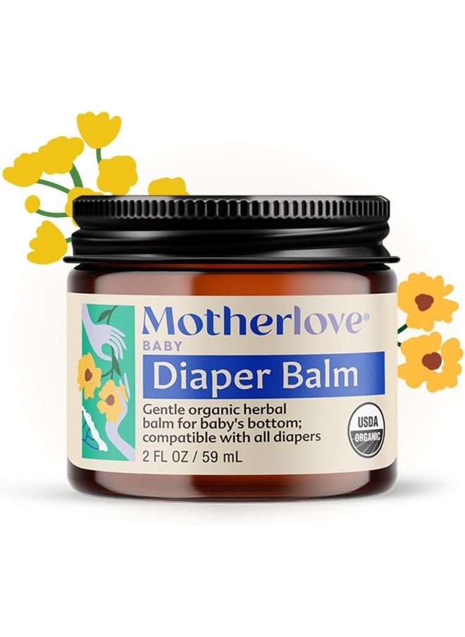 Motherlove Diaper Balm (2 oz) Organic Herbal Diaper Rash Cream—Cloth Diaper Safe, Zinc Oxide- & Petroleum-Free