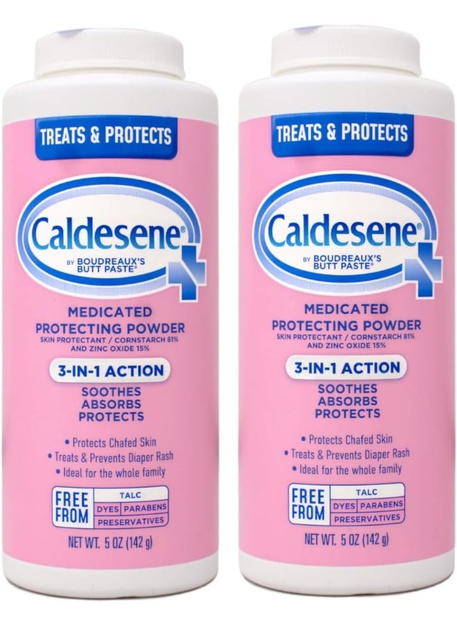 Caldesene Medicated Protecting Powder with Zinc Oxide & Cornstarch, 5oz (Pack of 2)