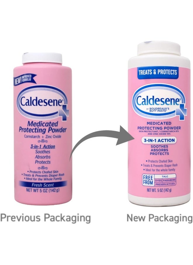 Caldesene Medicated Protecting Powder with Zinc Oxide & Cornstarch, 5oz (Pack of 2)