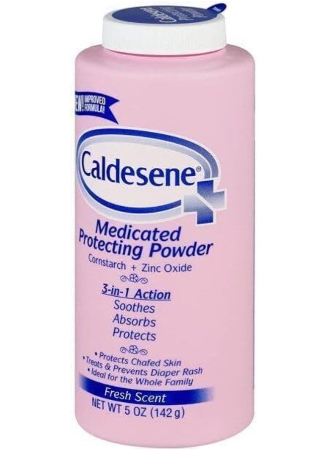 Caldesene Medicated Protecting Powder with Zinc Oxide & Cornstarch-Talc Free, 5 Ounce (5 Pack)