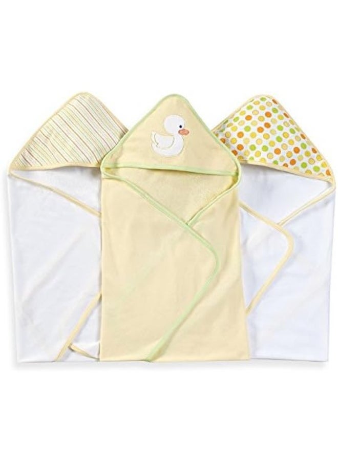 Spasilk Hooded Towel Set for Newborn Boys and Girls, Soft Terry Towel Set, Pack of 3, Yellow Duck