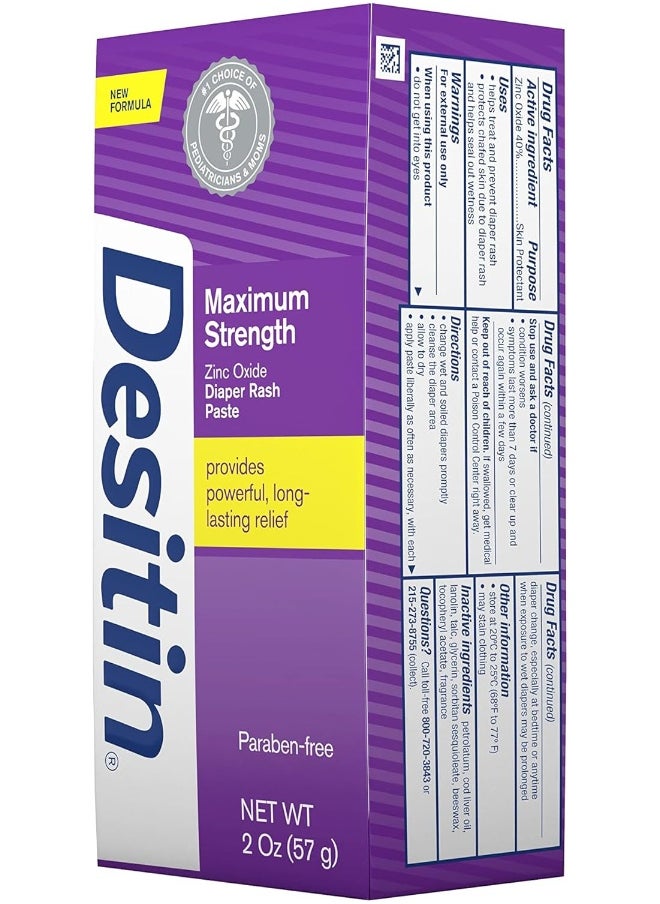 Desitin Maximum Strength Baby Diaper Rash Cream with 40% Zinc Oxide, Travel Size, 2 oz